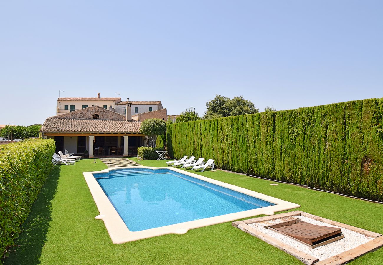 Swimming pool in a village house in Llubi Majorca for large groups